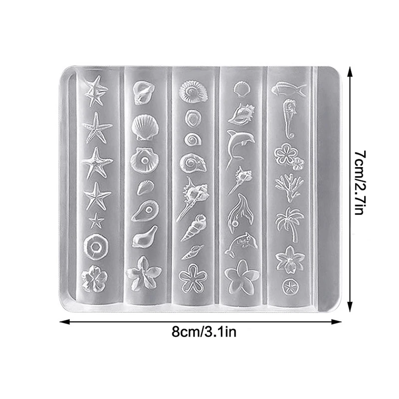 1/2/4PCS Ocean Series 3D Silicone Nail Mold Sea Shell Conch Starfish Jellyfish Soft Charm Manicure Stencil Stamper Tool