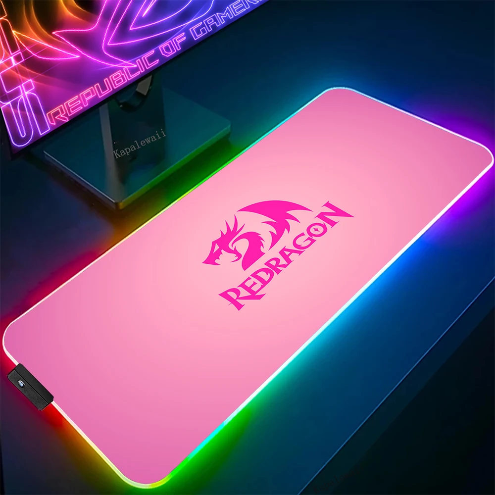 Tapis de souris de Gaming rose RVB LED grand tapis de bureau en  caoutchouc