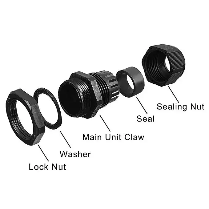 Description Picture 4 of itemWaterproof Cable Gland Cable Entry IP68 PG7 for 3-6.5mm PG19 PG11 PG21 Black Nylon Plastic Connector Nylon Sealing Glands