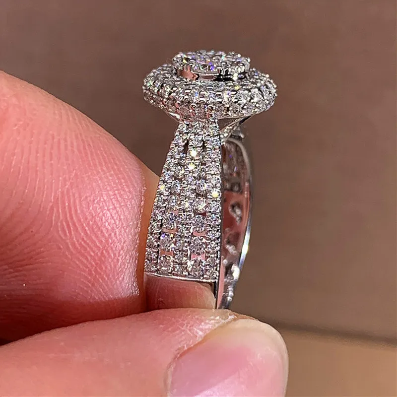 925 Sterling Silver Wedding Accessories Women's Ring Full Paved Shiny CZ Stone Bow Shaped New Designed Lady Fashion Jewelry - 2