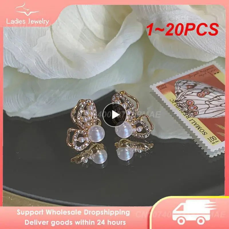 

1 ~ 20 шт. 2022 корейские новые индивидуальные модные золотые серьги в виде бабочки, женские яркие блестящие Искусственные серьги