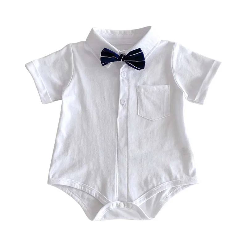 

Summer Baby Clothes for Boys Cotton Newborn Jumpsuit White Gentleman Infant Romper Soft Toddler Kids Outfit Gift 0-24M