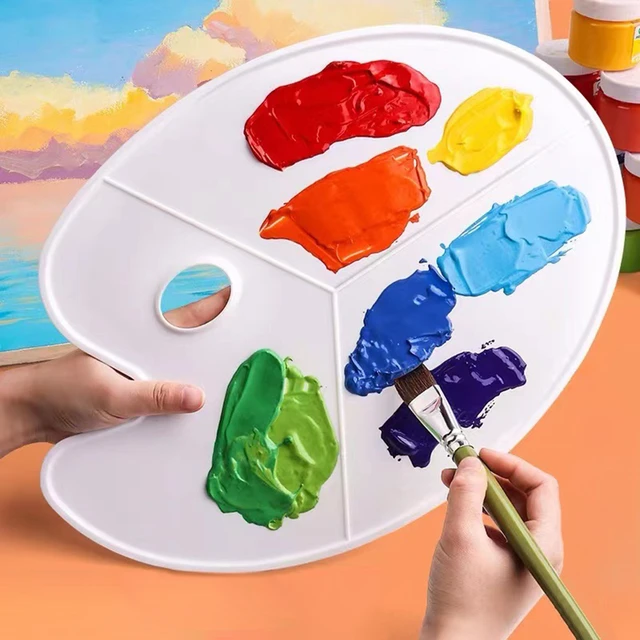 1pc Art Painting Color Mixer Oval Color Mixing Board Oil Painting Acrylic Color Mixing Tray Wooden Paint Plate Portable Color Mixing Board for Study