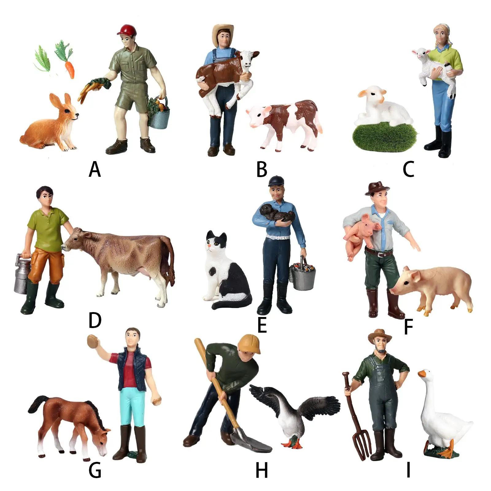 

Realistic Farm Animals Figures Toy Farmer Keeper Decorations Learning Toys