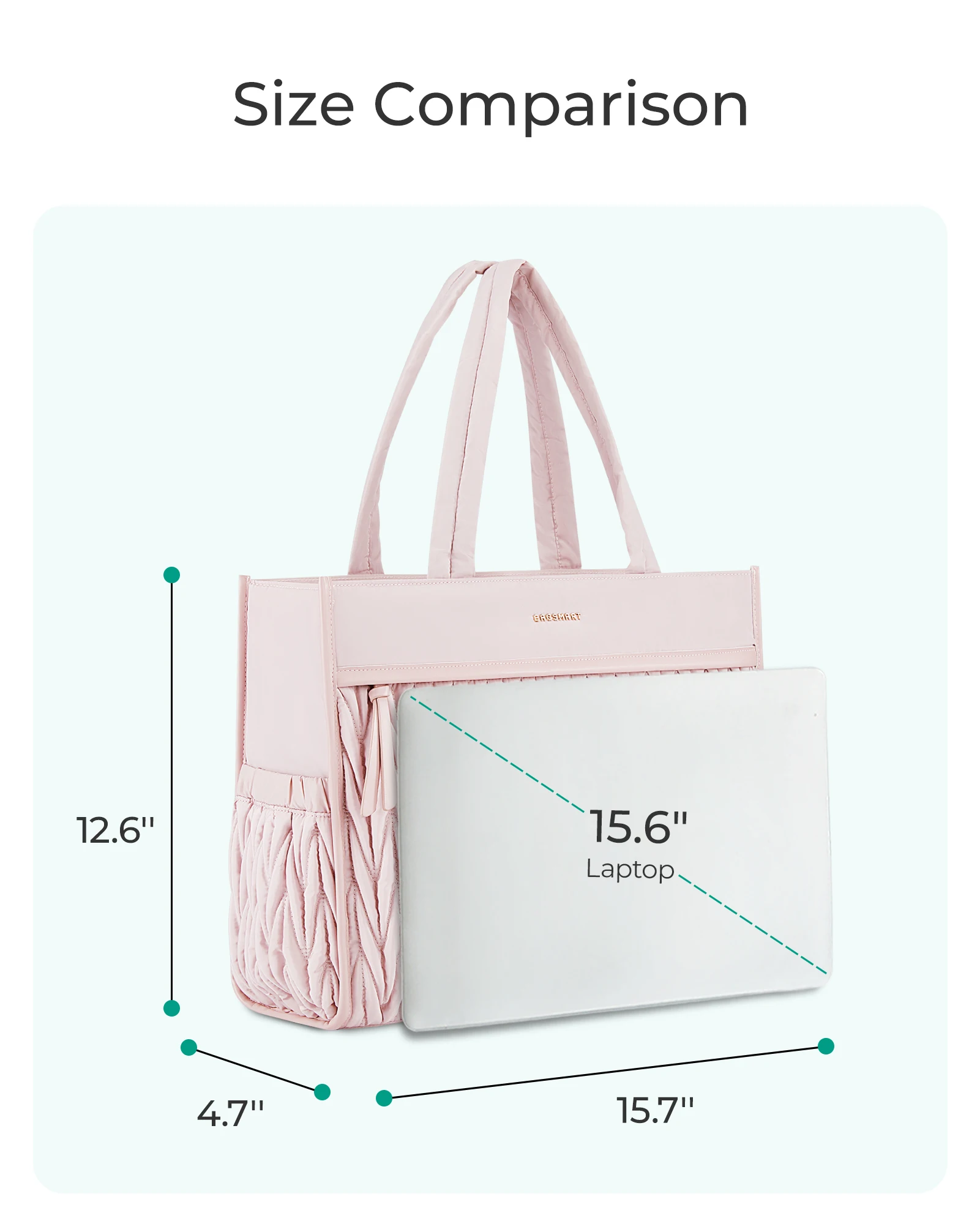 BAGSMART Borsa tote da donna Borsa tote grande con cerniera Borsa a tracolla nera Borsa con manico superiore per lavoro da viaggio - immagine 3
