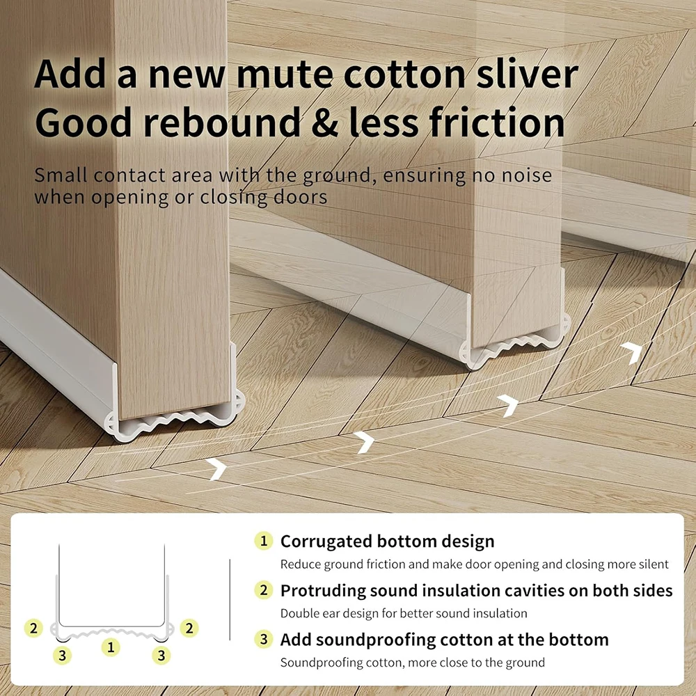 1-4pcs Silent Door Seal Strip PVC Flexible Washable Wear-resistant Weather Strip Windproof Dustproof Triple Sealing with Brush