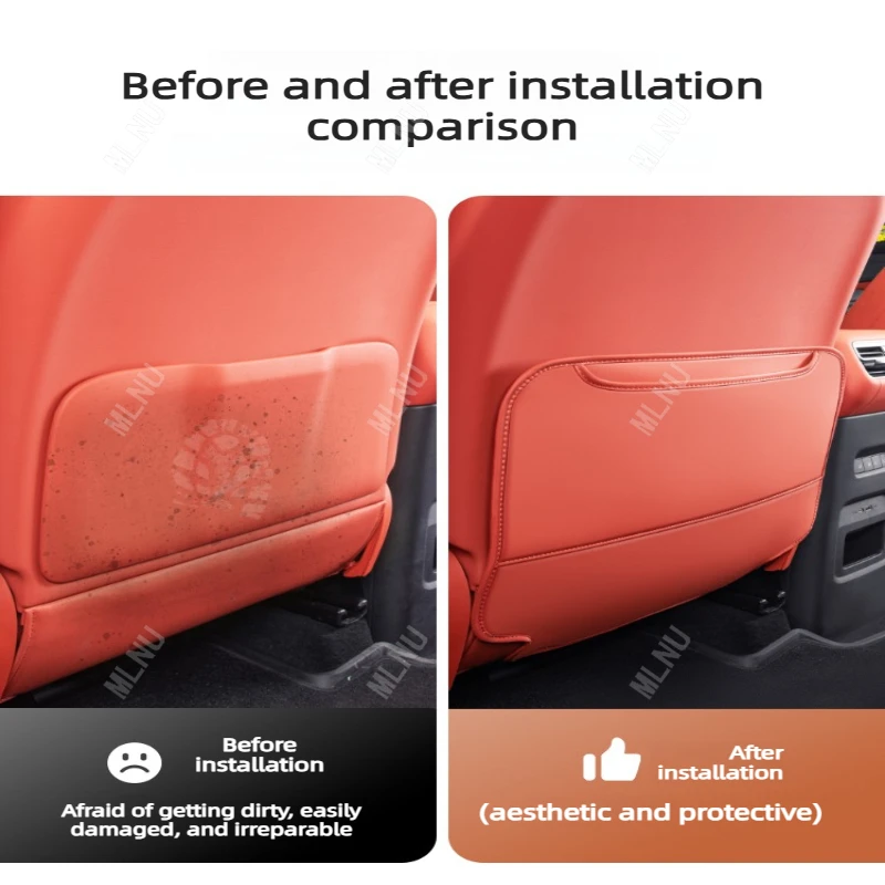 BYD TANG L/Sealion 8/Atto 8 2025-2026용 카시트 등받이 보호대, 가죽, 킥 방지, 먼지 방지, 수납, 내마모성, 충격 방지