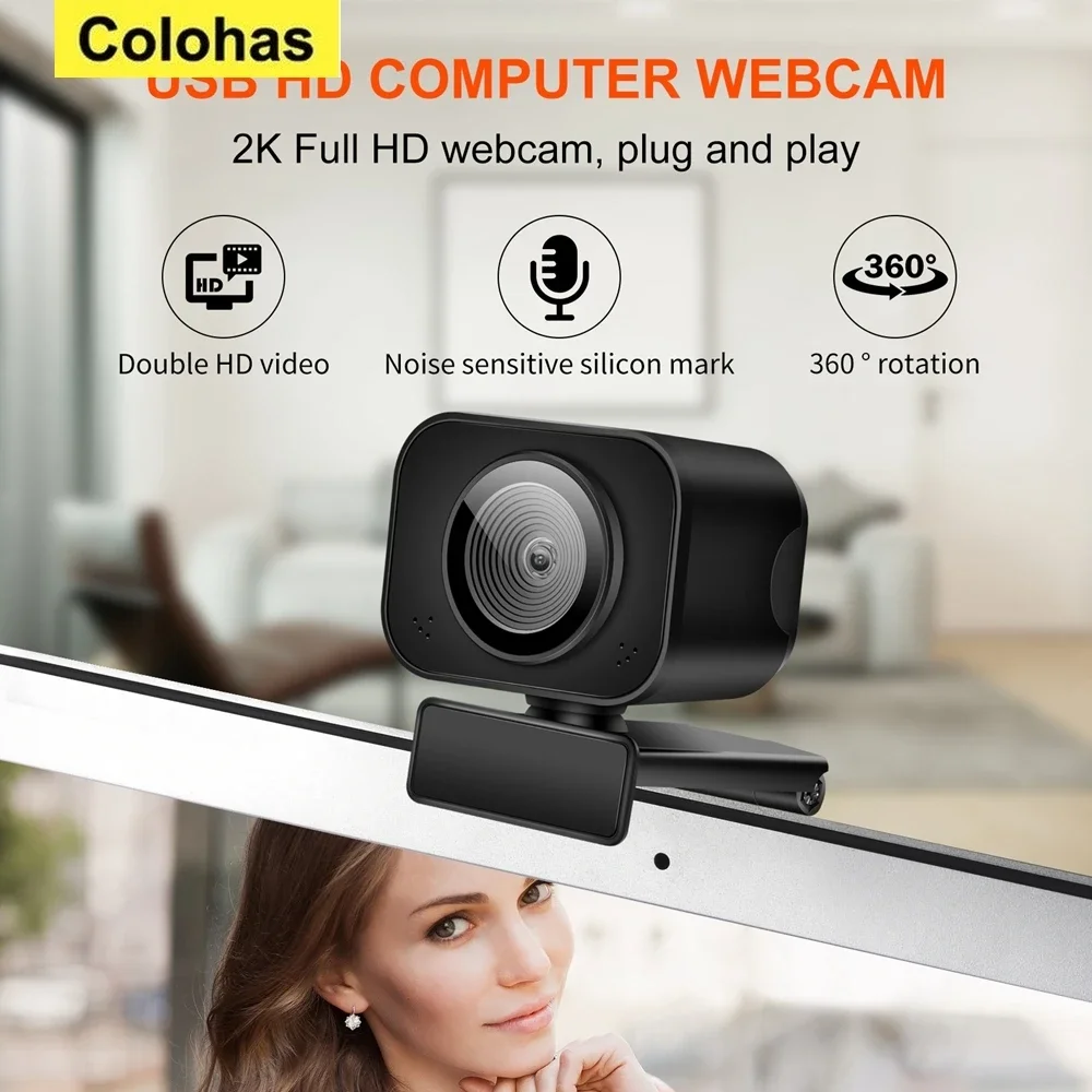 1PC 2K Full HD 1080P Web Camera Autofocus With Microphone USB Web Cam For PC Computer Mac Laptop Desktop YouTube Webcamera