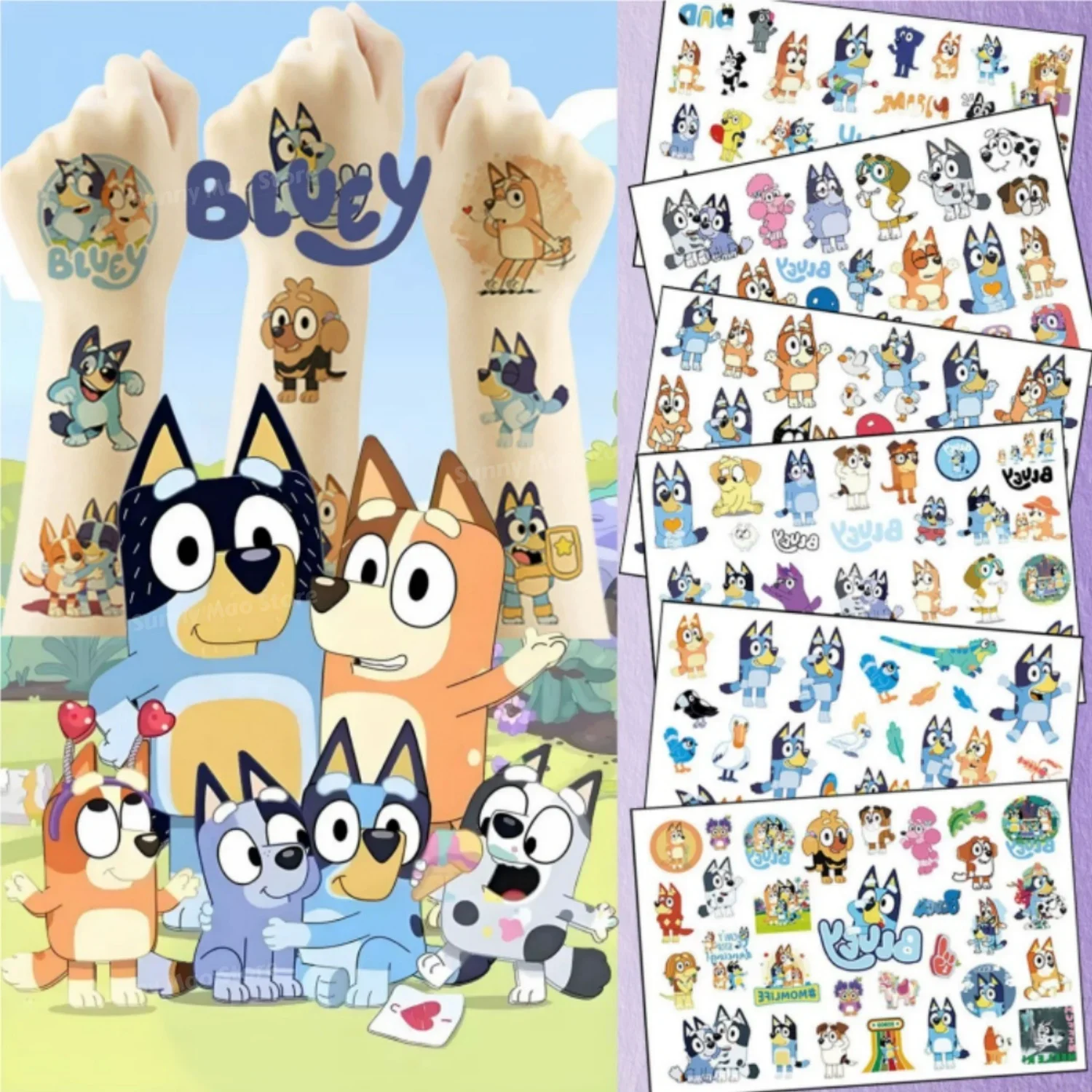 Bluey Bingo Theme Birthday Party Supplies Favors Gifts Stickers Slap Bracelets Stamps Reusable Straws Fillers Party Decoration