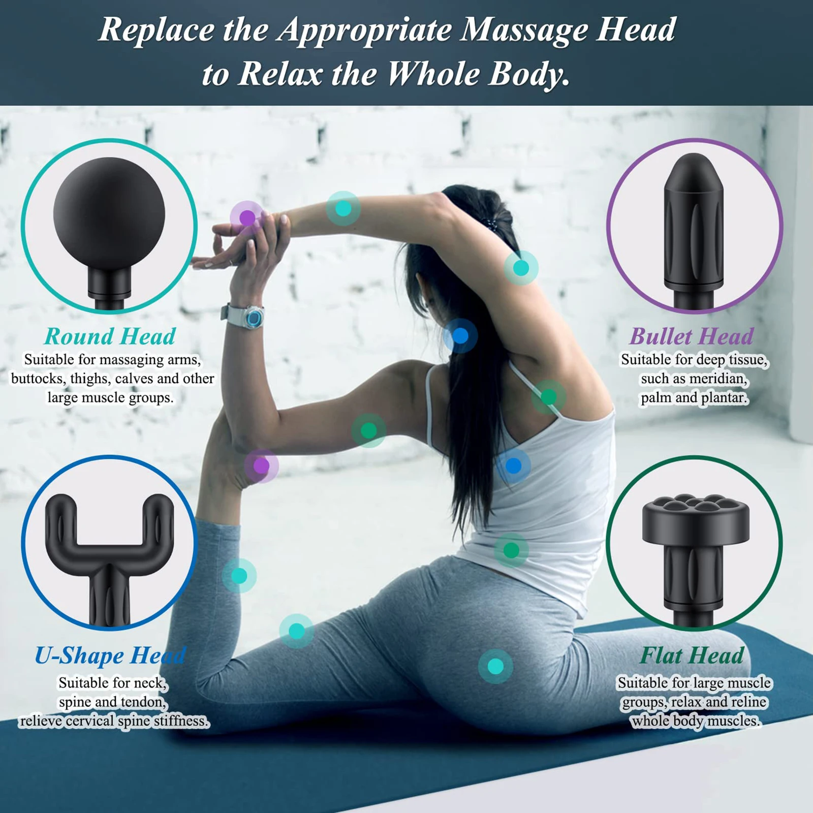 USB Bärbar Mini Massage Pistol Ansiktsbehandling för Nacke Djup vävnad Muskelavslappning Gikt Smärtlindring Kroppsmassageapparat_voghion.com
