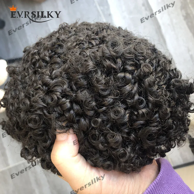 OXIM03 Afro-Locken-Toupet Für Schwarze Männer, Voll-Poly-Afroamerikaner