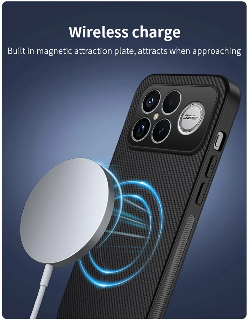 Magnetische Carbon Faser Textur Telefon Fall Für XIAOMI POCO M7 X7 X6 F8 F7 Ultra F6 F5 Pro Für Magsafe Schutzhülle PC Zurück Abdeckung – Detail 5