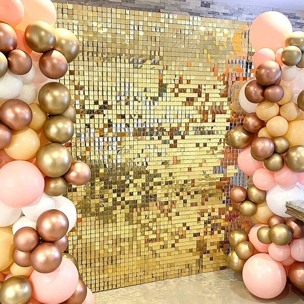 

35x35cm Square Mirror Sequin Backdrop Birthday Wedding Holiday Background Decorative Wall Panels Home Party Party Supplies