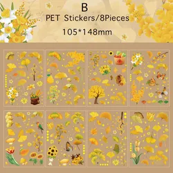 Floral Delight PET Sticker Set - Pack of 8 for Scrapbooking & Creative Journaling (B)