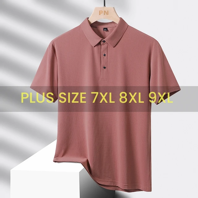 Large Size 9xl 8xl Summer High Quality Breathable Fashion Short Sleeves Quick Dry Black Blue Red Nylon Ice Silk Polo Shirts Men 1