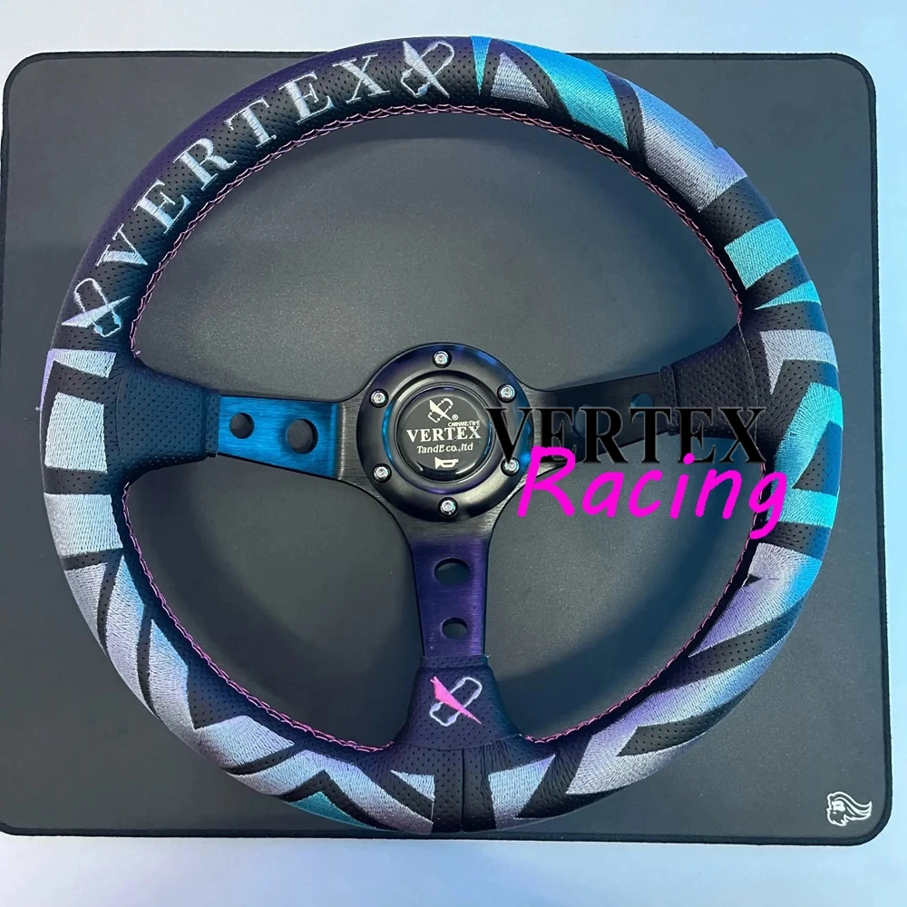 

Drift Universal 13Inch Racing VERTEX LABYRINTH Steering Wheel Car Leather JDM Steering Wheel Volantes For VW HONDA TOYOTA BMW