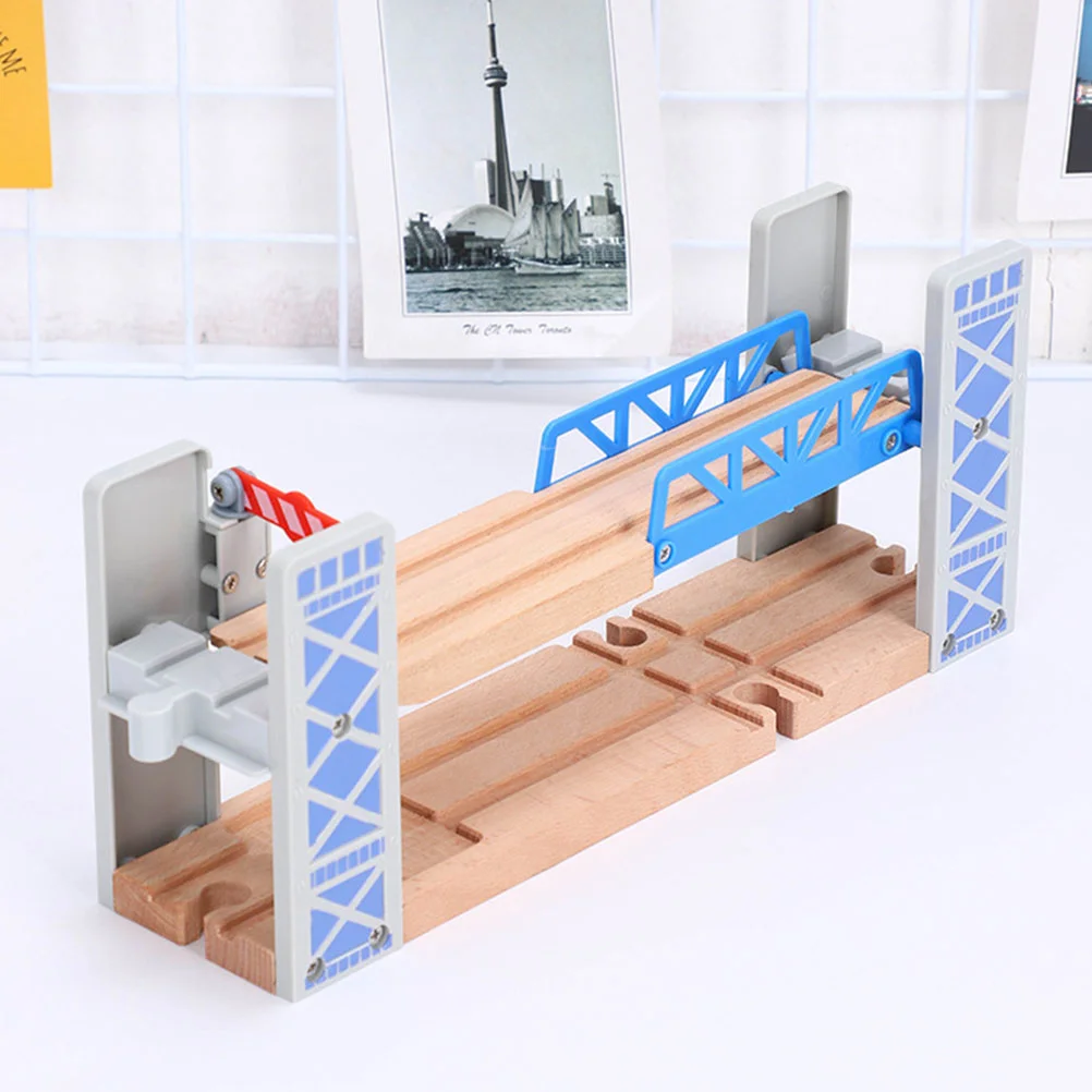 Wooden Magnetic Train Set DIY Railway Toy STEM Toy Kids Track Playset Double Level Train Bridge Wooden Train Toy