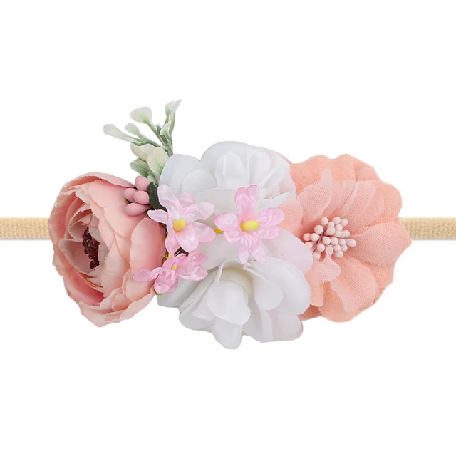 Pearl Lace Artificial Flower Headband Newborn Headband for Baby Girl Handmade Hairband Hair Accessories резинки для волос детям 43