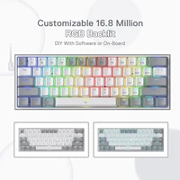 Redragon K617 Fizz 60% Wired RGB Gaming Keyboard, 61 Keys Hot-Swap Compact Mechanical Keyboard Red Switch 5