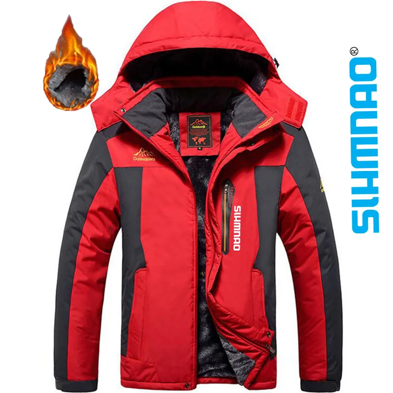 Winter Fishing Jacket Anti Splash Fat Added Outdoor Mountaineering Jacket Plush Insulation Snow Skiing Suit
