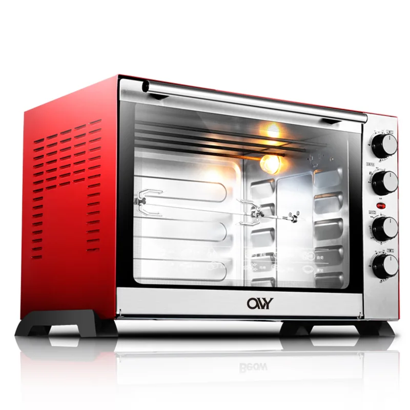 Household Mechanical Electric Oven Temperature Control Electric Oven Stainless Steel Black Crystal Panel 60L