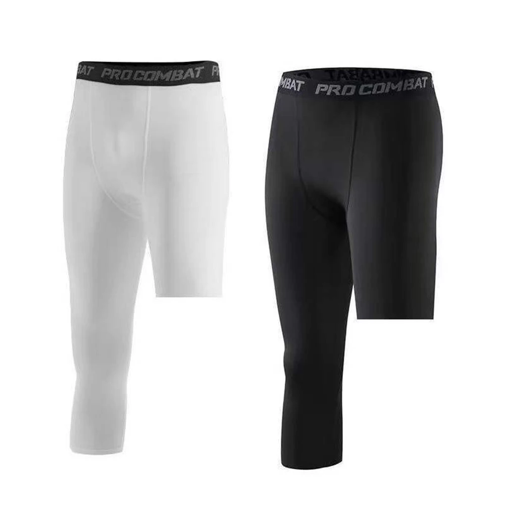 New Men One Leg Basketball Tights Compression Polyester Sports Training Running Fitness Tights Pants Athletic Base Layer Pants