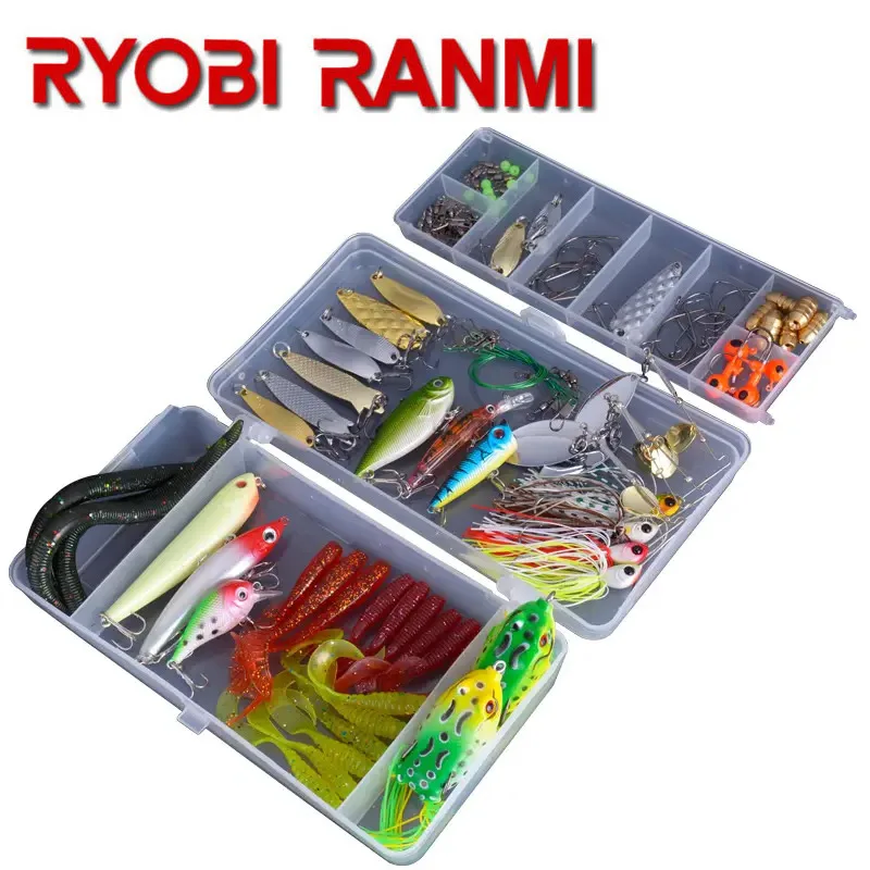 RYOBI RANMI 120pcs Popper hooks weight soft plastics lure Mixed Artificial Fishing  Lure kit minnow Crank bait lure set Combo - AliExpress