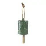 Outdoor 18"H Minstra Green Ceramic Bell Wind Chime, 1.72 lb weight