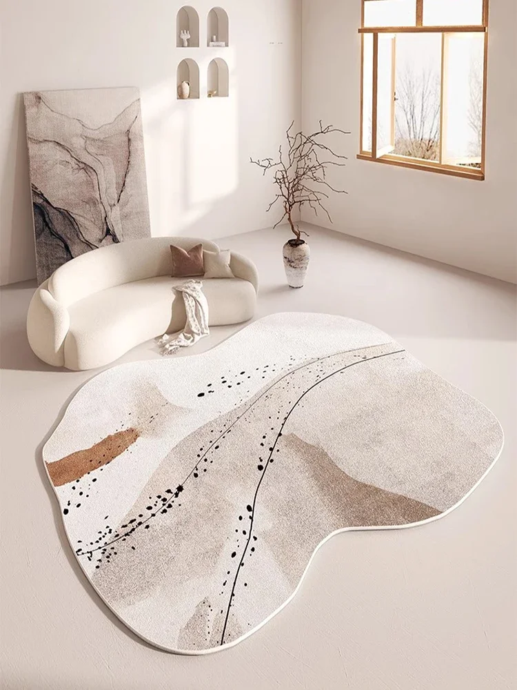 Modern Irregular Living Room Carpet Abstract Marble Texture Carpet Black Gray Gradient Decorative Rug TPR Non-Slip Cloakroom Rug 2