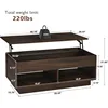 Lift Top Coffee Table with Hidden Storage LED Coffee Table Dark Walnut Living Room 3 Tiers Tea Table with Storage Center Tables. 2