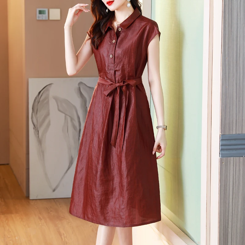 

2023 New high-end mother young vintage turtle silk dress