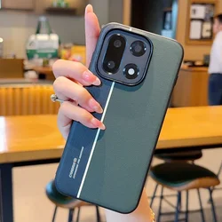 Luxury Contrast Color Ultra - Thin Leather Lens Protection Shockproof Hard Back Case for OnePlus 15 (Green)