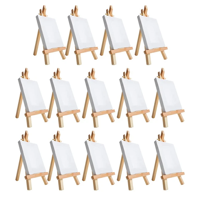 24 Pack 3 x 3 Mini Canvas and Easel Set, Small Art Easel Stand with Canvas  Set