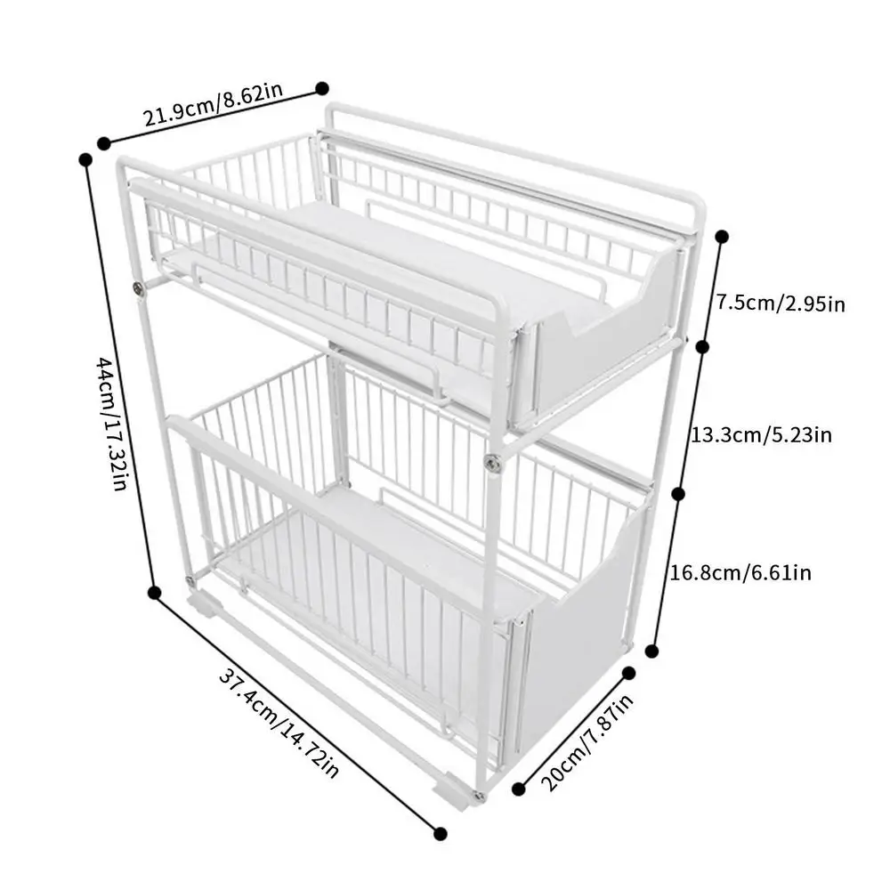 2 Tier Sliding Basket Organizer for Cabinets – Loveliving