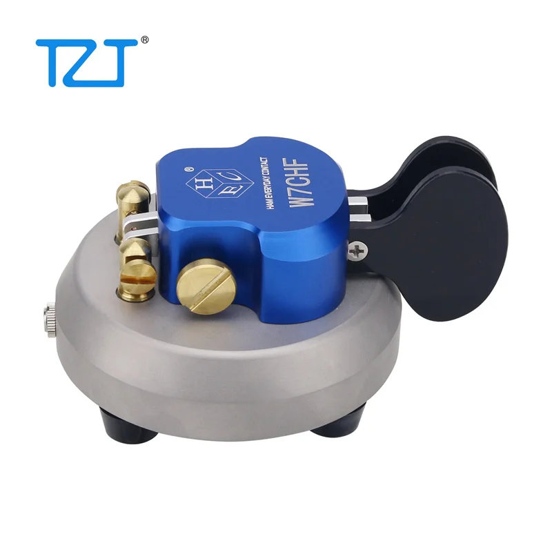 TZT HEC Semi-Closed Telegraph Key Dual-Paddle CW Key Stainless Steel Morse Key Ham Everyday Contact