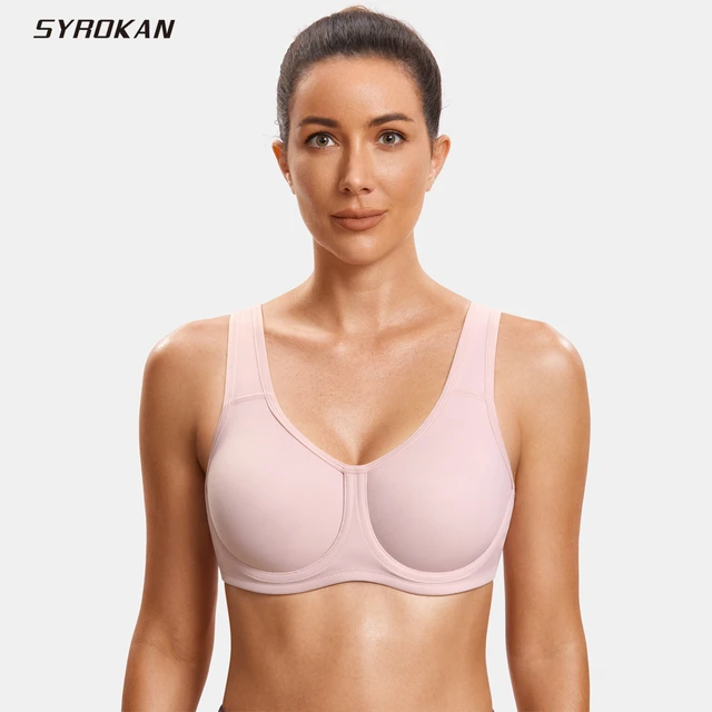  SYROKAN Womens Max Control Underwire Sports Bra High Impact  Plus Size