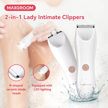 MAXGROOM 2 In 1 Electric Razors for Women Wet/Dry Pubic Hair Trimmer Bikini Trimmer Face Shavers Ladies Body Intimate Clippers 1