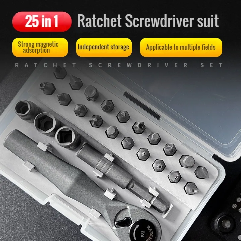 Portable multi-functional screwdriver set Ratchet screwdriver wrench combination 24 PCS set Household appliance maintenance tool