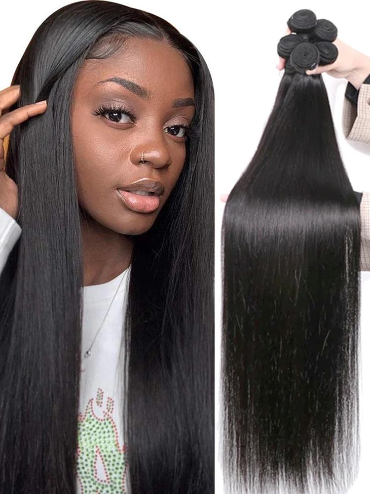 Brazilian Hair Weave Bundles Bone Straight 28 30 32" 1 3 4 Bundles Virgin Remy Human Hair Raw Extensions Tissage