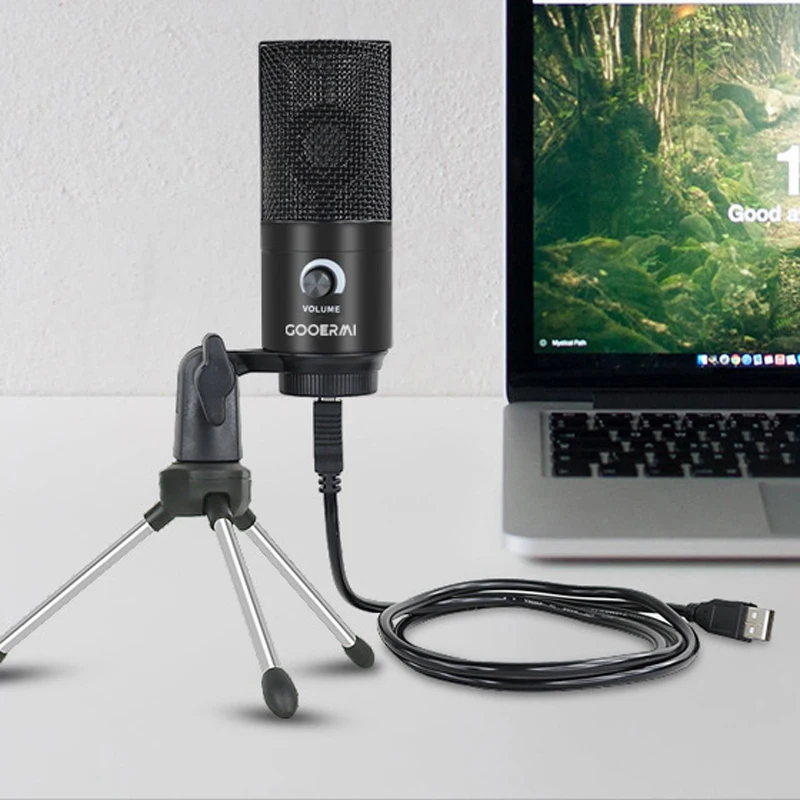 Gooermi 데스크탑 콘덴서 게임 녹음 마이크, USB 스트리밍 팟캐스트 PC 마이크, 삼각대 포함, J669