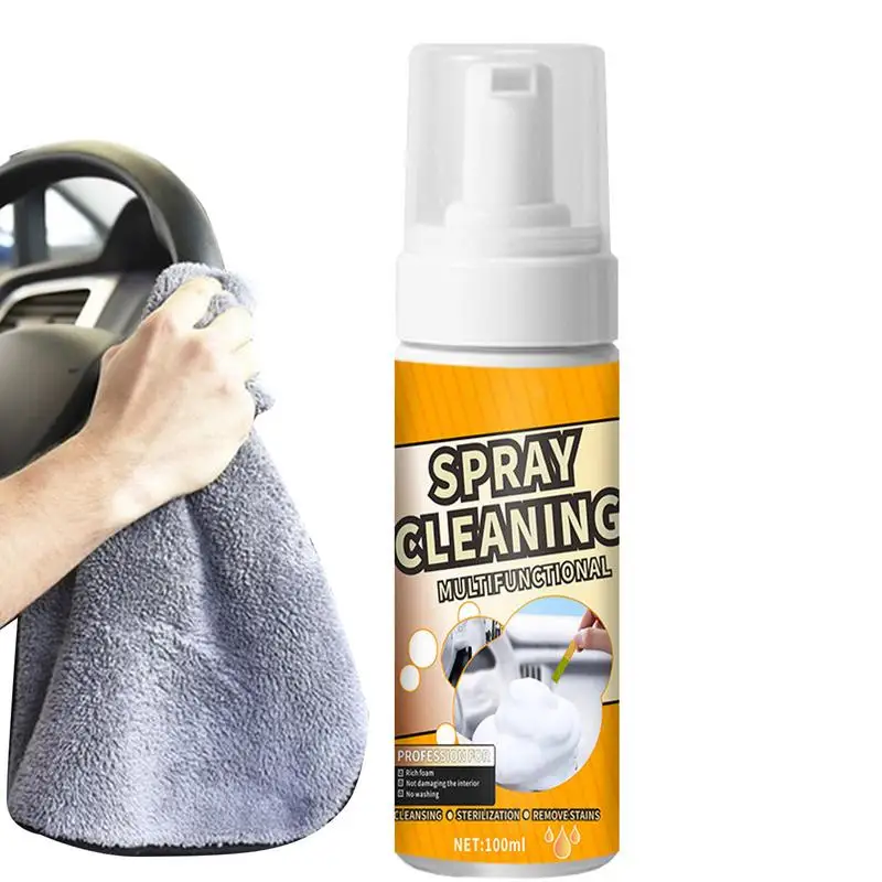 

Car Foam Cleaner 100ml Portable Car Seat Cleaners Gentle Spray Leakproof Car Care Foam Spray for Car Doors Center Console