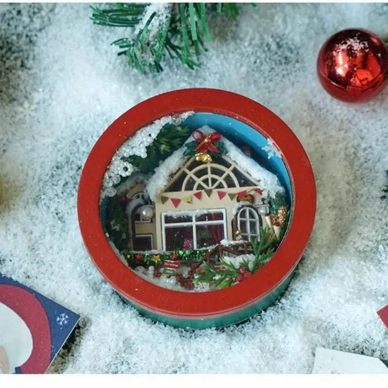 Wooden Christmas Cottage Toys DIY Mini Christmas House Decorations Home Holiday Parties Christmas Toy Houses Children's Gifts