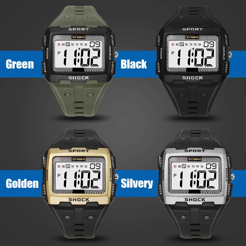 50m Waterproof Men Sports Digital Watches Outdoor LED Electronic Watch for Men Big Number Dial Fitness Wristwatch Dropshipping 6