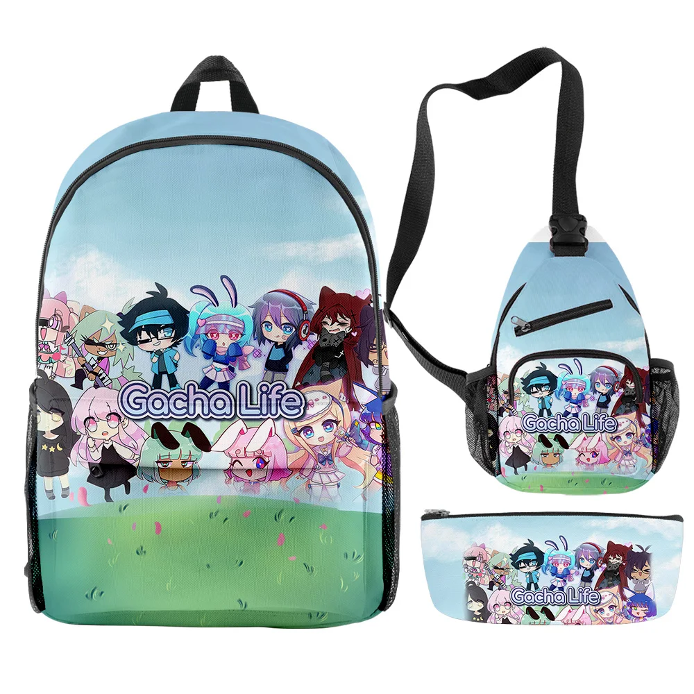 

Popular Youthful Funny gacha life 3pcs/Set Backpack 3D Print Bookbag Laptop Daypack Backpacks Chest Bags Pencil Case