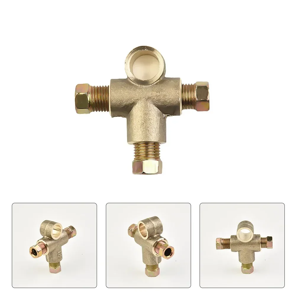 1 X Brake Pipe Unions 3Way Brake T Piece Tee With 3 Male Nuts Short Union Metric M10 3/16" Pipe 10mm Car Truck Accessories