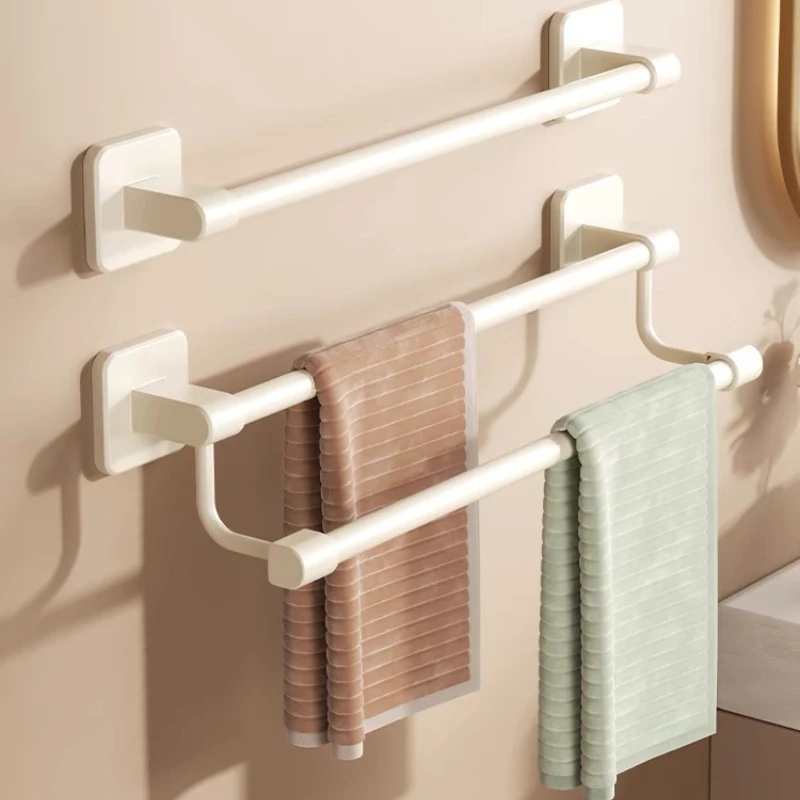 Space Aluminum Towels Rack Stand No Punch Bathroom Towel Holder Supplies Organizer Accessories Towel Bar Rail
