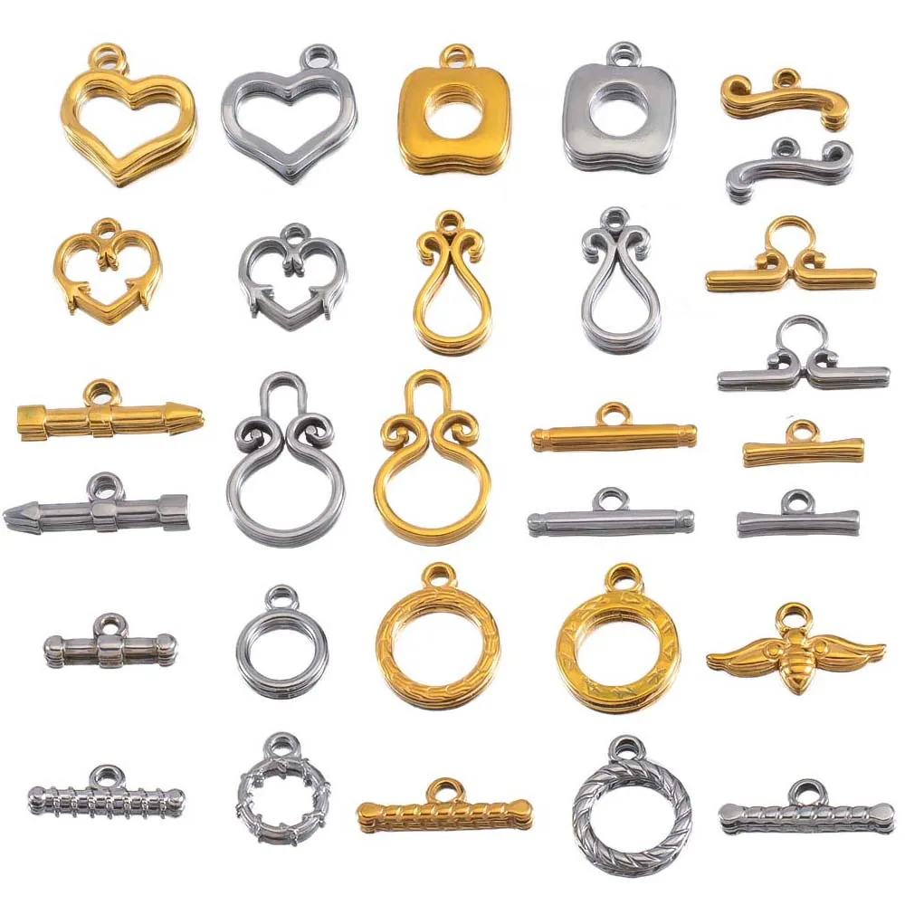 3Setst Edelstahl geprägt ot Knebel verschluss Haken Kreis Ringe Steck verbinder DIY Halsketten Armbänder Zubehör Schmuck herstellung – Detail 1