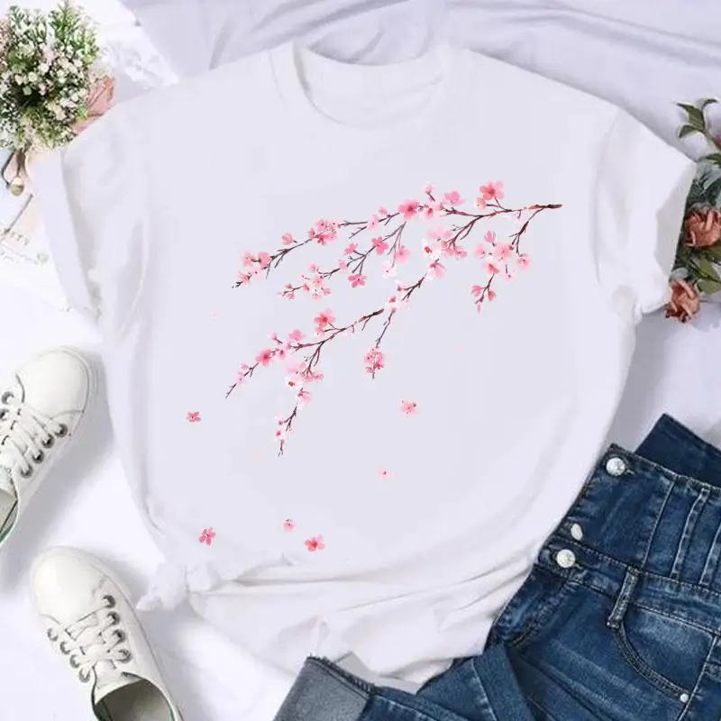 

Short Sleeve Flower Floral 90s Trend Fashion Summer Women Print T Shirt Female Casual Top Tshirts Spring Graphic Tee T-Shirt