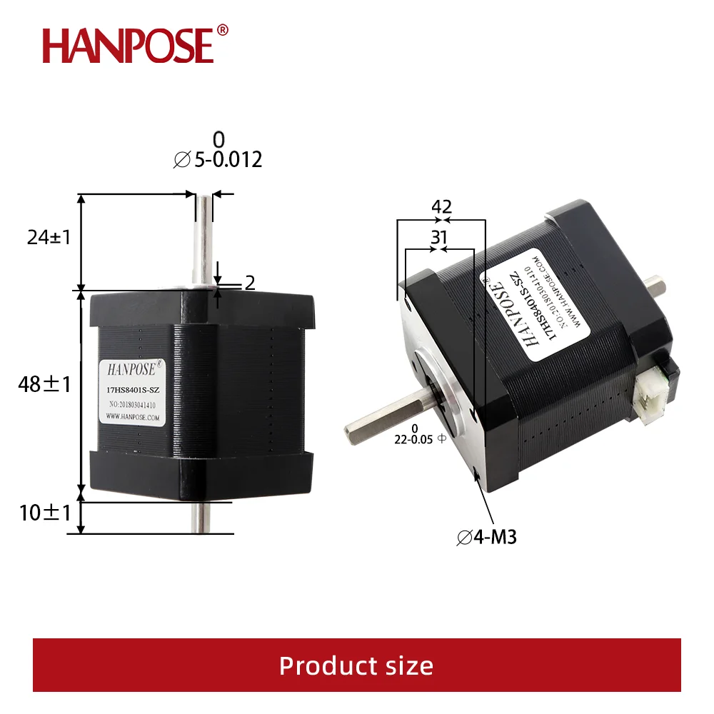 Nema 17 4 Lead Dual Axis Stepper Motor 1.8A 52N.CM 17HS8401S-SZ 2 Phase 1.8 Degree 42BYGH48 CNC Milling Machine 3D Printer Parts