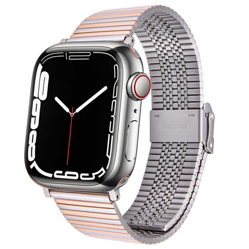 

Stainless Steel Strap For Apple Watch Band 7 6 5 4 3 SE Watchband Bracelet correa iWatch Series 45mm 41mm 44mm 42mm 40mm 38mm
